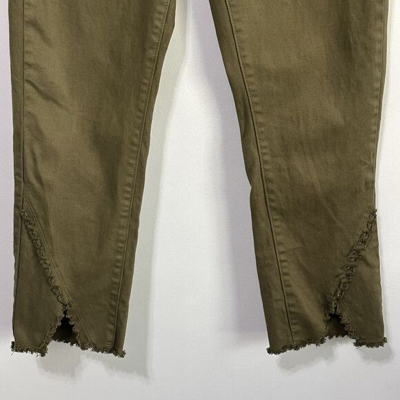 John Mark Cropped Jeans 10 Raw Split Hem Army Green Stretch Casual Pants 31x26 - Picture 2 of 8